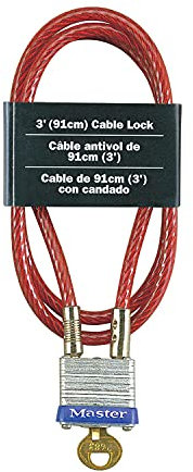 Master Lock Câble 719D de 0,9 m de long x 1,9 m de diamètre avec cadenas intégré en acier laminé