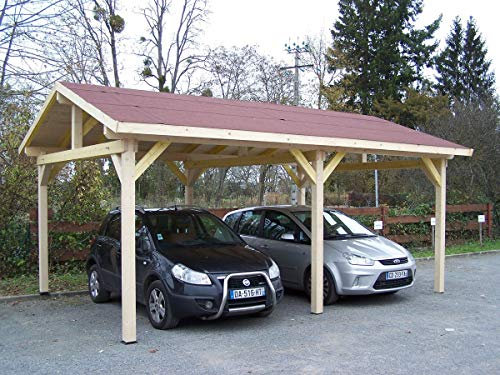 Habrita Carport Double Pente - Double/Couverture bardeau bitumé