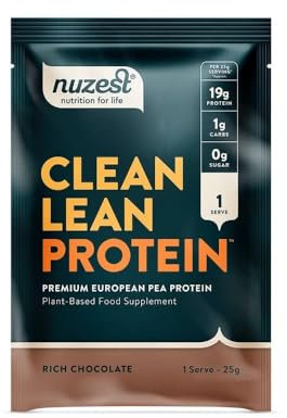 Nuzest - Clean Lean Pea Protein - Rich Chocolate - Vegan Protein Powder - Complete Amino Acid Profile - Plant-Based Workout & Recovery Fuel - All Natural Food Supplement - 25g Sachet (1 Serving)
