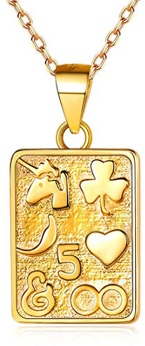 ChicSilver Poker Spielkarten Anhänger Halskette 18K Gold plattiert Platz Charme Schichtung Halsketten mit Geschenkbox…