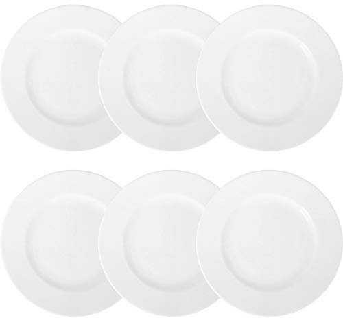 Doriantrade 6 Stück Frühstücksteller Dessertteller Teller flach 21 cm 6er Set Roma Porzellan Haushalt Gastronomie Geschirr