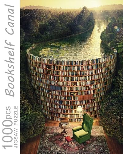 Jigsaw Puzzles for Adults,1000 Pieces Bookshelf Canal Puzzle, Book Library Jigsaw Puzzles for Adults 1000 Pieces and Up, Mother's Day Christmas Birthday Puzzle Gifts for Women & Men & Mom & Dad