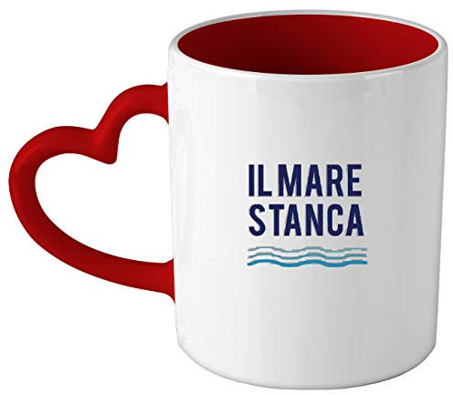 My Custom Style Tazza Cuore Manico Rosso#Il Mare stanca#325ml