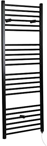 Milano Nero 800W Black Straight Bar Electric Heated Towel Rail - 1600mm x 600mm