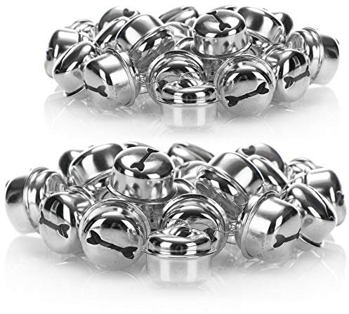 com-four® 2X Girlande mit Mini-Glöckchen - Glöckchen-Girlande für Weihnachten - Weihnachtsgirlande mit kleinen Glöckchen - Christbaumschmuck - 4 m (silberfarben)