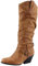 Stivali Donna Slip-On Zeppe Ginocchio Tacco Quadrato Nudo Stivaletti Casual Medi (42,Cachi)
