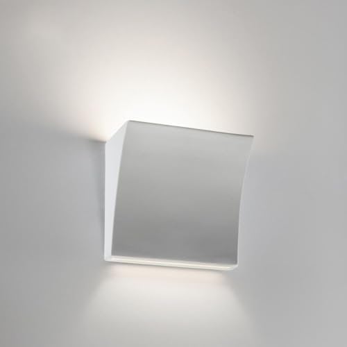 MAZZOLA LUCE Applique da parete gesso ceramica bianco pitturabile design moderna per interni made in Italy