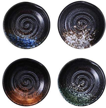 UPKOCH 4 cuencos para especias de cerámica, estilo japonés, cuencos para salsas de soja, cuencos para salsas, cuencos creativos, cuencos de servir retro, multiusos, de porcelana