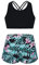 Alvivi Mädchen Bikini Tankini Set Tank Top+Shorts Zweiteiler Badeanzug Bademode Kinder Badebekleidung Schwimmanzug Gym Yoga Sport Set Gr.98-176 A Schwarz&Grün 146-152