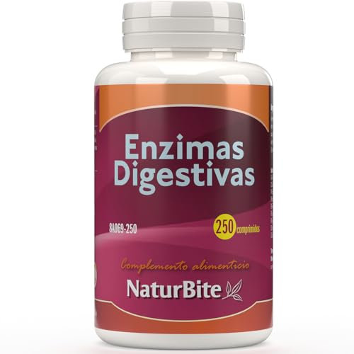 Naturbite Enzimas Digestivas, 250 comprimidos, Naturbite. Mejora del proceso digestivo facilitando la descomposición y absorción de los nutrientes de los alimentos