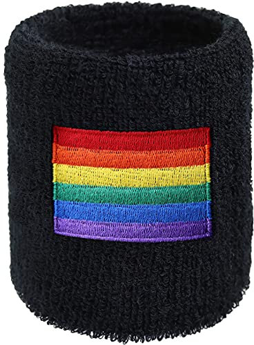 Regenbogen Armband Sport Schweissband LGBTQ Bunte Regenbogenflagge Gay Pride Lesbische Friedensfahne auf Schweißband gestickt Love is Love Wristband Pulswärmer