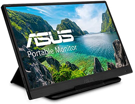ASUS ZenScreen 15.6” Portable USB Monitor (MB165B) - HD (1366 x 768), Narrow Bezel, Micro USB, USB-Powered, Tripod Mountable, Anti-Glare Surface, Protective Sleeve