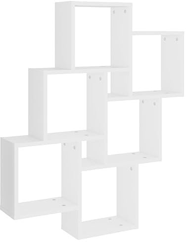 vidaXL Würfelregal Wandregal Hängeregal Cube Lounge CD Regal Dekoregal Bücherregal Schweberegal Wandboard Regalwürfel Weiß 78x15x93cm Holzwerkstoff