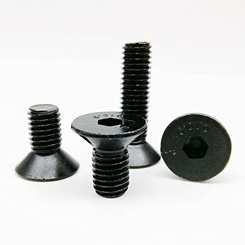 OUMIFA Vis à Tête 5/10 / 25 / 50x M1.6 m2 m2.5 m3 m4 m5 m5 m8 Noir Grade 10.9 Tête Hexagon Hexagon Hexagon Tête Plat Vis de Boulon Vis de Boulon 3-80mm (Length : 70mm, Taille : 10pcs M6)
