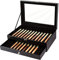 Cokritsm Stift Display Box Leder Mit Schublade 24 Stift Schwarze FüLlfederhalter-Organisationsbox, Aufbewahrungsbox Mit Deckel, Vitrine Mit 2 Ebenen, Vitrine FüR FüLlfederhalter-Sammlung