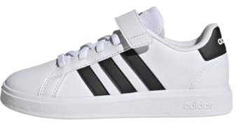 adidas Grand Court Elastic Lace and Top Strap Shoes Chaussures de Tennis, Cloud White/Core Black/Core Black, 28 EU