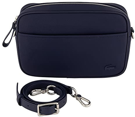 Lacoste Damen Umhängetasche Crossover Bag,Lederimitat (100% PU),25x17x6cm, Handtasche Schultertasche,DUNKELBLAU (021),Einheitsgröße (One Size)