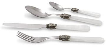 Rivadossi Penelope Bianco - Set di Posate per 6 Persone, 24 Pezzi - 100% Made in Italy, Artigianalità e Design - Acciaio Inox 18/10
