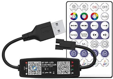TOPXCDZ WS2812B Controller Bluetooth Musik APP Control für Pixel LED Streifen Licht SK6812 WS2811 WS2812 Band Lichter USB DC 5V Fernbedienung control (USB)