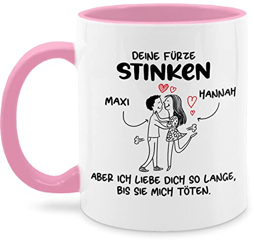 Tasse Tassen 325ml - Partner Freund & Freundin - Deine Fürze stinken I Paar Geschenke Pärchen Valentinstag - 325 ml - Rosa - tee partnertassen liebeserklärung furz kaffeetasse personalisierte
