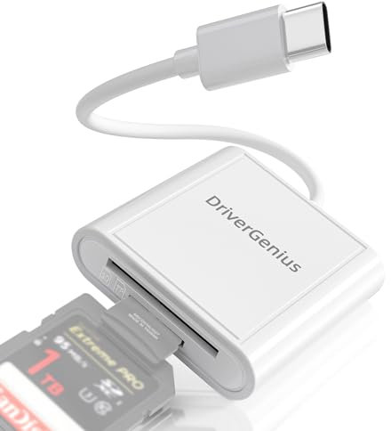 DriverGenius LiteRead II | SD/MicroSD Kartenleser USB 2.0 Typ-C – Tragbarer 2-in-1 OTG Adapter für Fotografen und Kreative (ABS, HB001)