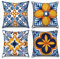 Hnmdmyi Kissenbezug Boho 50x50 4er Set, Blau und Orange Geometrisches Mandala Floral Bauernhaus Dekorative Kissenbezüge Leinen Kissenhülle für Sofa Couch Bett Garten Outdoor Home Decor