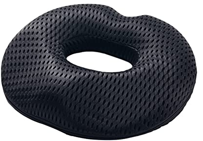 Surwin Donut Kissen Sitzkissen Orthopädisch, Sitzkissen Rund, Sitzkissen Bürostuhl, Hämorrhoiden Sitzkissen, Netz Sitzring Steißbein Entlastung für Rücken, Hüfte (One Size,Damen schwarz)