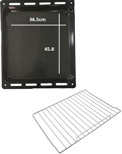 FIGEVIDA Leccarda + Griglia per Forno 36.5x45.8 Nera, Adatta Ai Marchi per Candy 42820218 + 70007870 Ex 42822506