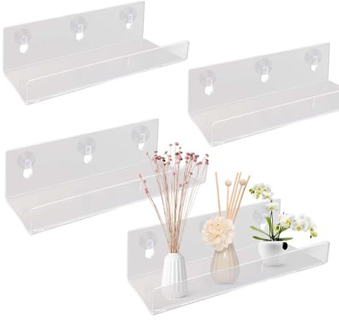 HNBun 3Pcs Acrylic Window Shelf for Plants 12 Inches, Suction Cup Shelf for Plants Window, Acrylic Window Sill Extender with Removable Suction Cup for Herb Pots, Indoor Plants, Micro Greens