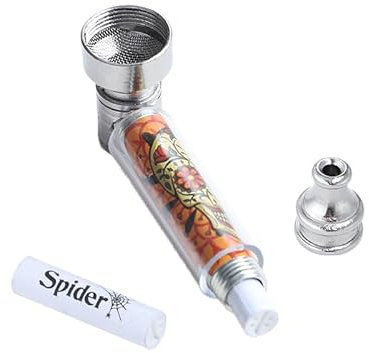 Pur-Pfeifen Set für Rauchen mit Aktivkohlefilter | +5 Edelstahlsiebe +1 Aktivkohlefilter | Metallpfeife | Abschraubbares Mundstück | Leichte Reinigung | Smoking Pipe Pfeife Glas-Optik | Tabak (Orange)