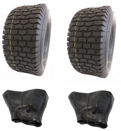 Lot de 2 chambres à air + 2 pneus 15 x 6.00-6 LG01 15 x 6-6 pour tracteur de pelouse, tondeuse autoportée, machines agricoles, pneus de tondeuse à gazon, pneus de tondeuse à gazon, 15 x 6,00-6 15 x