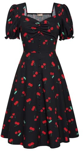Belle Poque Women Tea Party Dress Summer Short Sleeve A-Line Dress Elegant Garden Party Dress