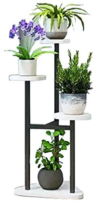 ASHILD Étagères à fleurs ， Support en métal Dessus de table en bois Porte-fleurs Décor de magasin d'angle de salon à plusieurs niveaux Porte-fleurs,D