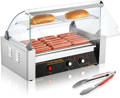 PLABNK Commercial Hot Dog Roller Electric Sausage Machine Grilling Machine, 7 Non-stick Roller Hot Dog Machine Sausage Baking Machine, Home Breakfast Machine