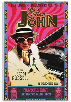 Elton John Poster, Raumdekoration, ästhetisches Poster, künstlerisches Poster für Schlafzimmer, Wohnzimmer, Wände, 30 x 45 cm, ungerahmter Stil