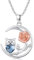 CHENGHONG Katze Kette Damen 925 Sterling Silber Rosenblumen Katzen Anhänger Halskette mit Blauer Kristall Katze Schmuck Geschenke für Frauen Mädchen……