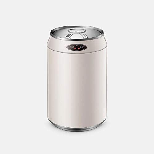 Poubelle intelligente Poubelle automatique à capteur de mouvement sans contact avec couvercle, acier inoxydable, forme de canette de boisson cylindrique, 6L, 9L, 12L (rond, blanc)