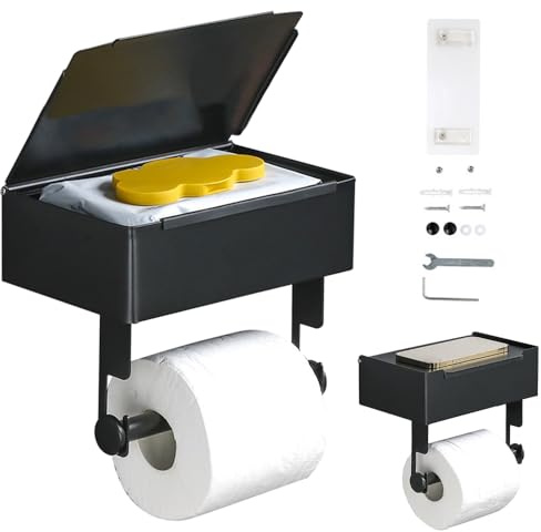 Toilet Paper Holder,Wall Mount Wet Wipes Holder Stainless Steel with Storage Drawer for Bathroom Organizer Wipes Tampon