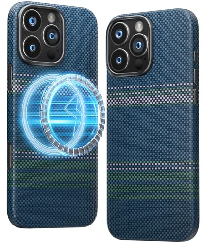 memumi Aramid Fiber Magnetic Case for iPhone 16 Pro, [Compatible with Mag-Safe] Sturdy Durable for iPhone 16 Pro Aramid Fiber Thin Case, Military Grade Drop Protection