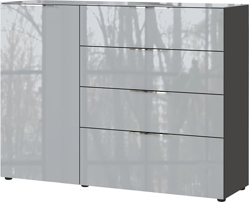 Germania Sideboard 3697-587 GW-Oakland, in Graphit/Silbergrau, mit Glasauflage, 134 x 102 x 42 cm (BxHxT)