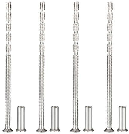 PATIKIL Cabinet Handle Screws M4x90, 4Pcs Break Away Screws Drawer Pull Screw Phillips Drive Flat Countersunk Head Bolts with Sleeve for Door Handle Lever