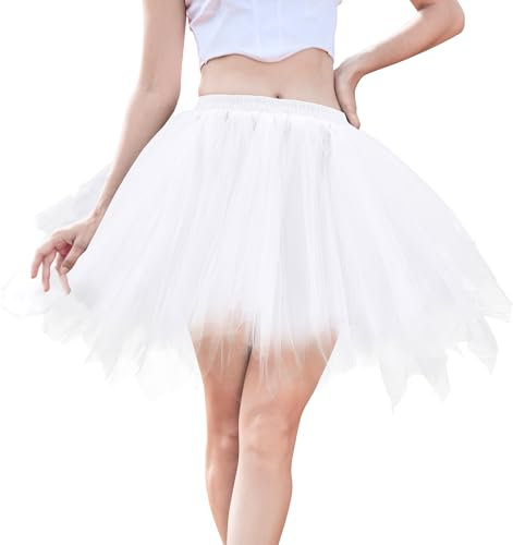 Century Star Damen Tüllrock - 50er Jahre Retro Charme, Ballett Unterrock Tanzrock Rockabilly Petticoat, Tütü Rock für Karneval, Halloween & Gelegenheitsabendkleid-Weiß