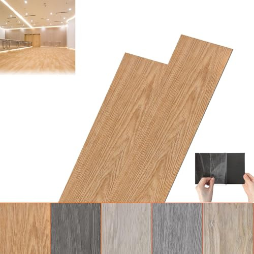 ACXIN PVC Bodenbelag, Vinylboden Selbstklebend Klick Vinylboden Laminat Klebevinyl, Holz-Effekt (Holzbraun, 5 m² (54 Stück))