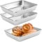 MAHIONG 3 PCS 30 x 25 x 5.2 cm Rectangle Baking Trays, Stainless Steel Oven Trays,Cake Tin for Cake, Lasagne Cookie, Pizza, Bread