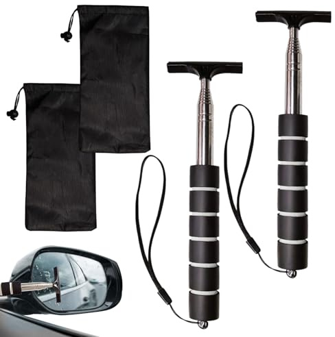 TUONYIS 2 PCS Car Window Cleaner Wiper with Storage Bag, Car Rearview Mirror Wiper Car Window Squeegee Retractable Auto Glass Squeegee Telescopic Auto Mirror Squeegee Cleaner (Black)