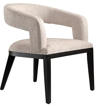 Madison Dining Chair - elegant curved back dining carver chair - luxurious light taupe chenille upholstery - solid wood ash frame - deep comfortable seating - arrives assembled - barstools available