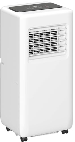 HOMCOM Acondicionador de aire móvil 3 en 1 con refrigeración, deshumidificador, ventilador, manguera de salida de aire, 9000BTU Enfriador de aire automático con mando a distancia, temporizador,