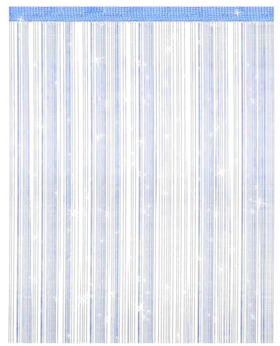SULIVES String Curtains Door Fly Screen Curtain, Elegant Divider Tassel Curtain for Home Décor, Blue (100x200cm)