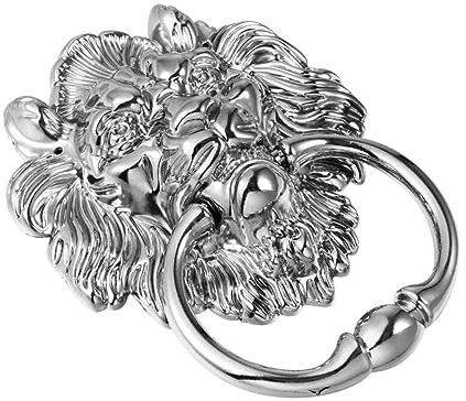Zinklegierung Türklopfer Antiker mit Löwenkopf in Silber | Dekorativer Ringgriff, Druckgegossen und Farbecht, für Tür und Schublade
