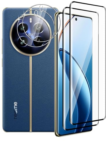 FWKDWHPH [2+2 Piezas Cristal Templado para Realme 12 Pro/Pro Plus y Protector de Lente de cámara,Dureza 9H, Anti-Arañazos, Sin Burbujas,3D Cobertura Completa,HD Protector de pantalla